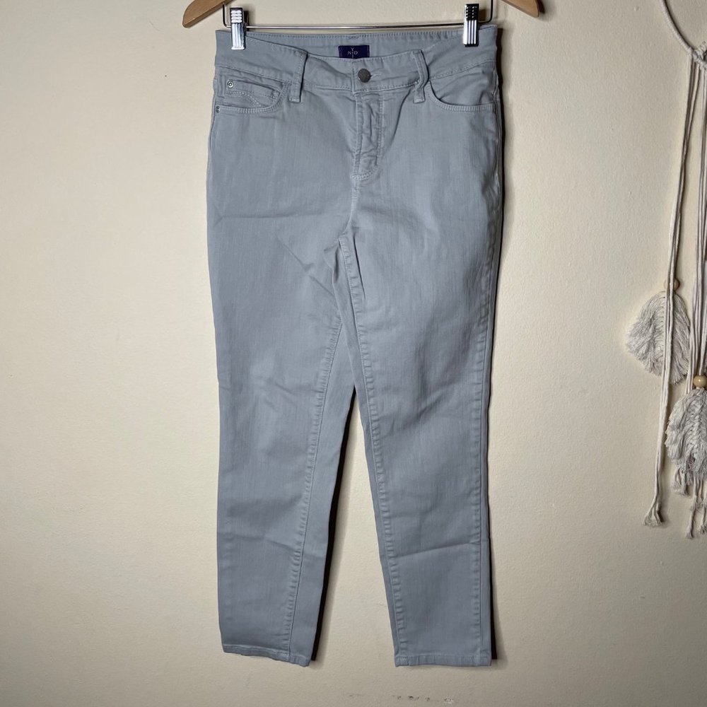 NYDJ Womens Mid Rise Ankle Cropped Jeans Light Gray Size 4